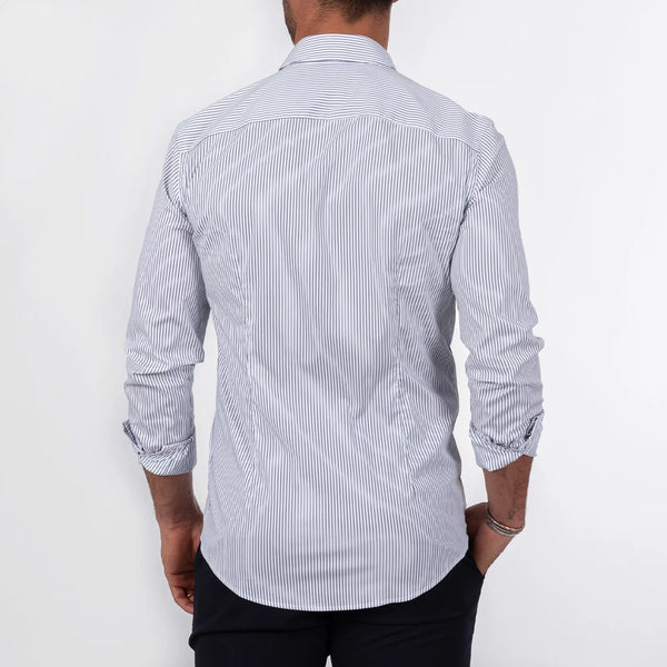 Pinstripe Slim-Fit Shirt with Italian Collar Zolf