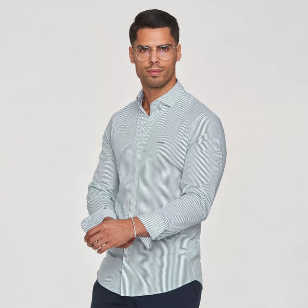 Pinstripe Slim-Fit Shirt with Italian Collar Zolf
