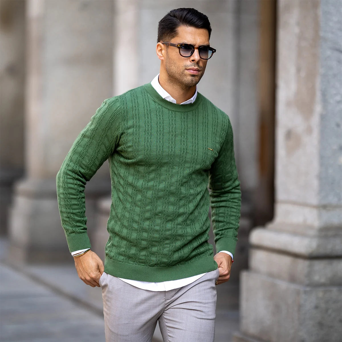 Camisola tricot com trança Zolf