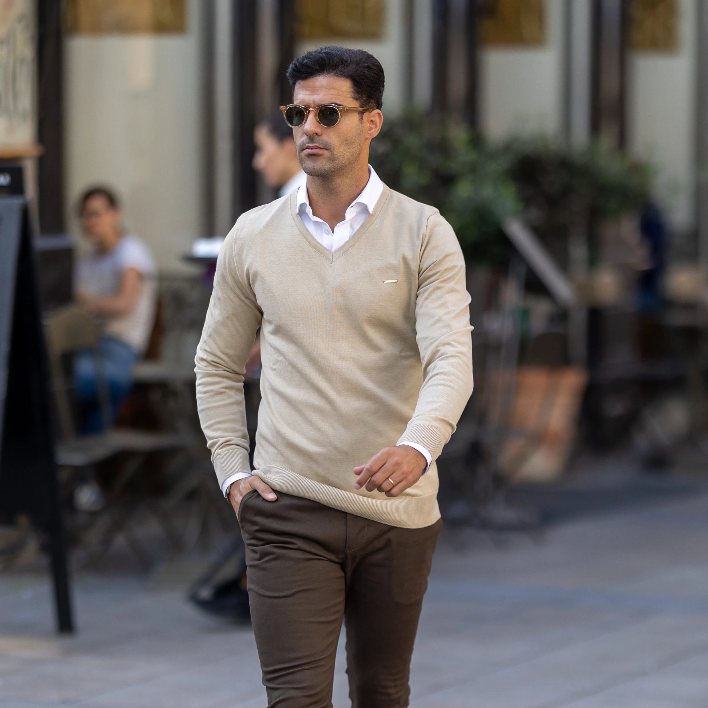 Camisola tricot decote V Zolf