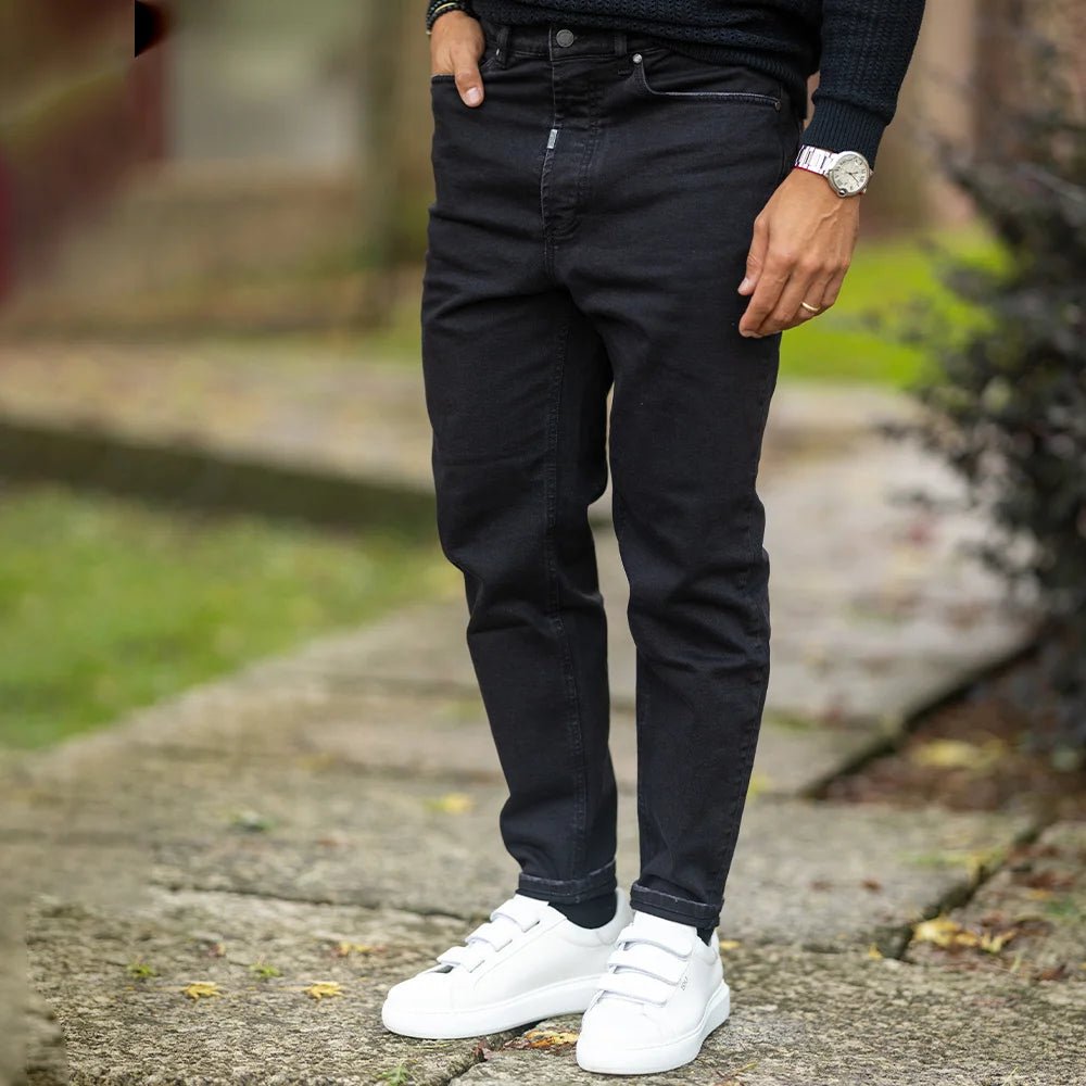 Denim preto tapered Zolf