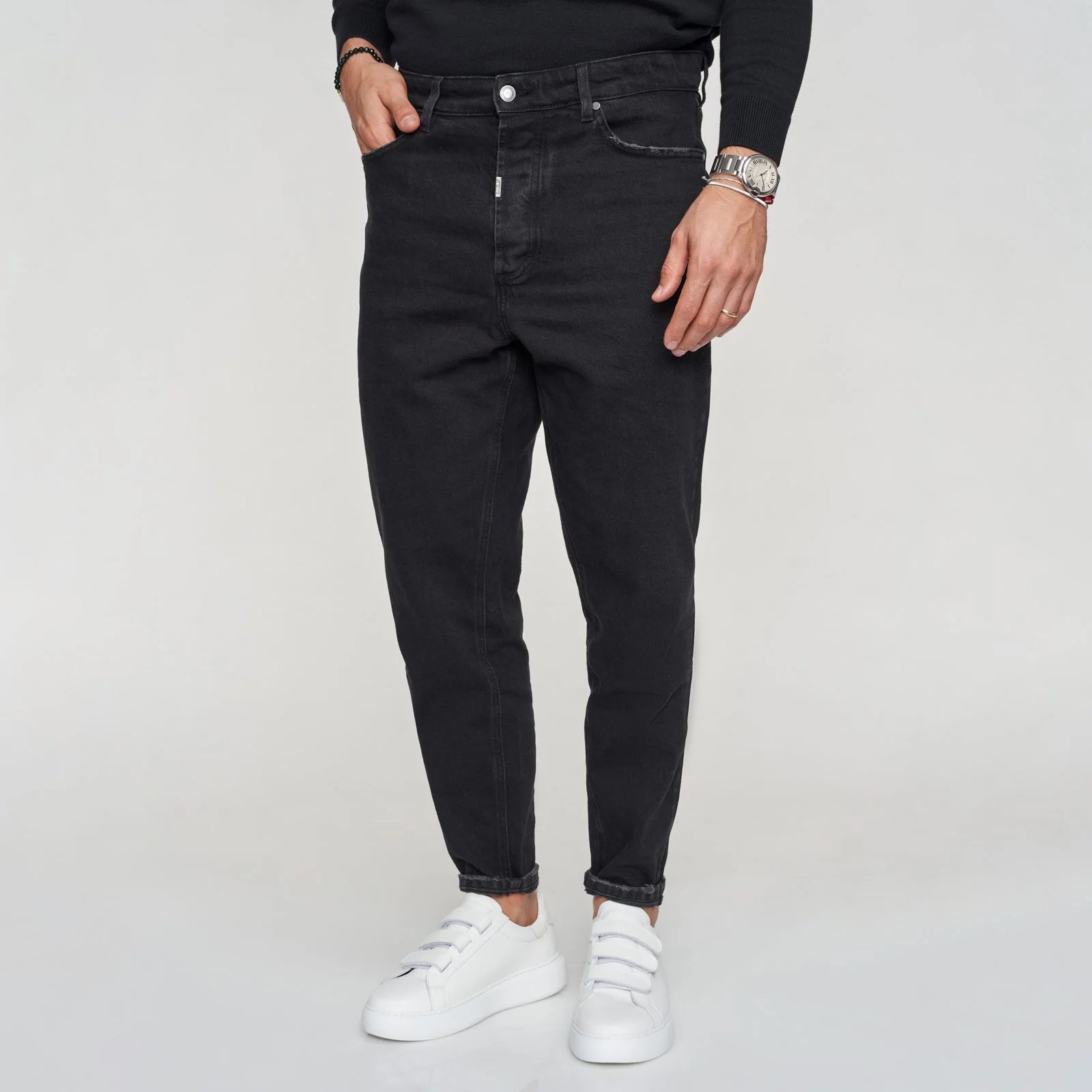 Denim preto tapered Zolf