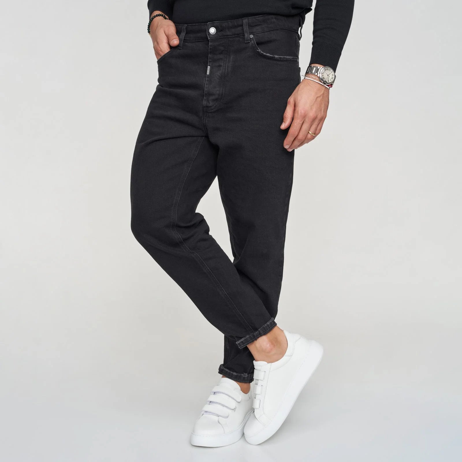 Denim preto tapered Zolf