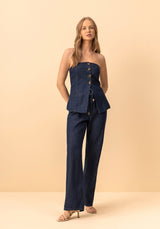 Strapless Tailored Denim Waistcoat Lez a Lez