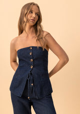 Strapless Tailored Denim Waistcoat Lez a Lez