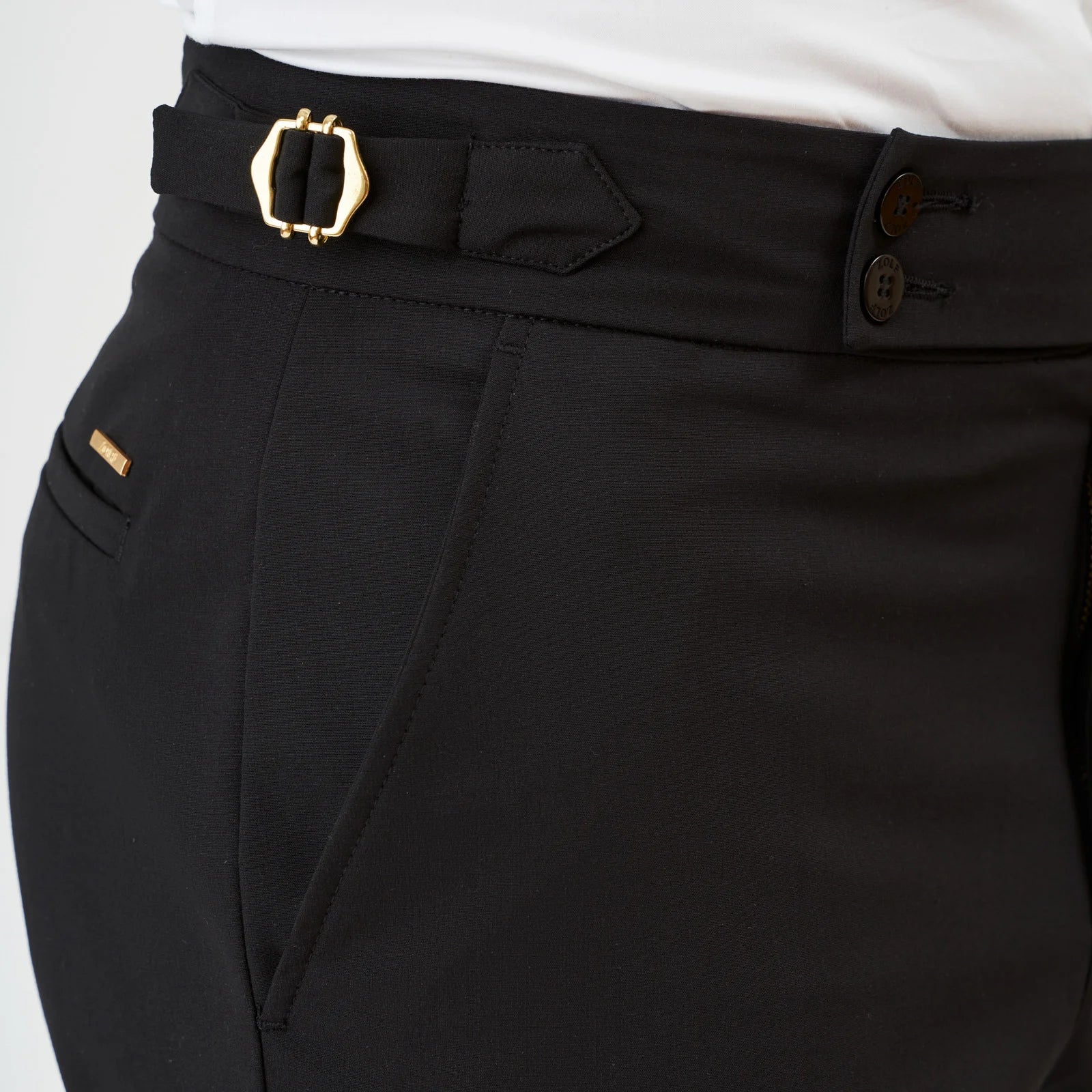Calça trespasse com fivela Zolf