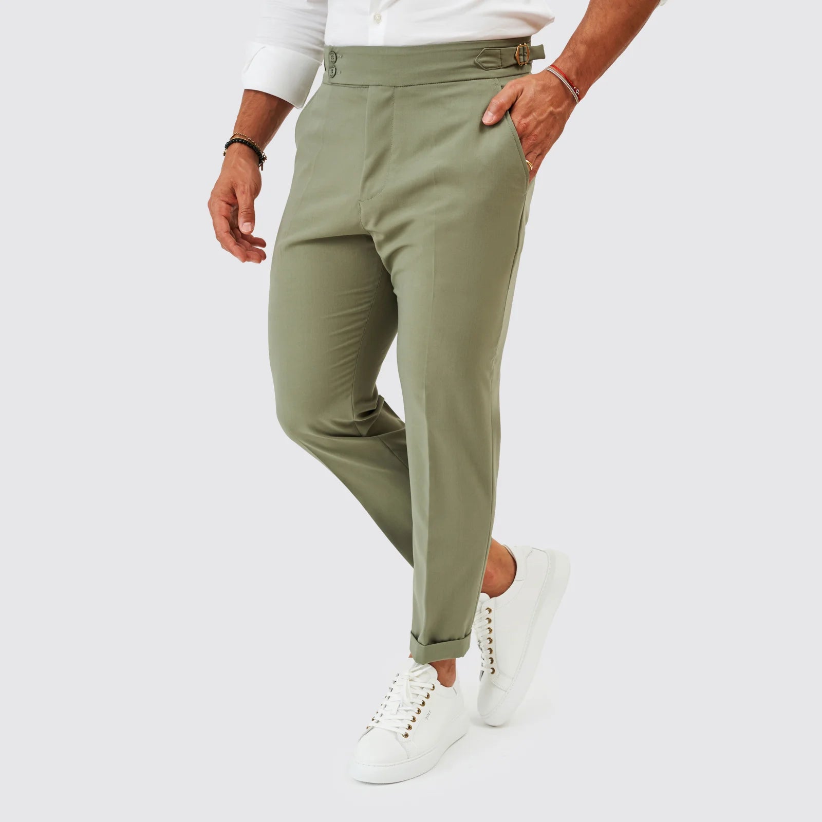 Calça trespasse com fivela Zolf