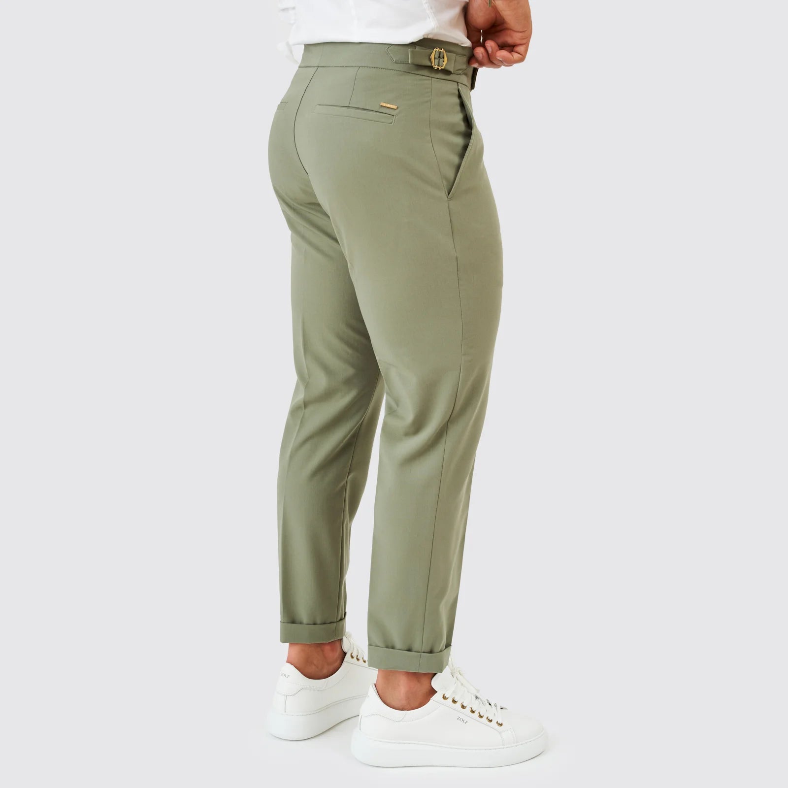 Calça trespasse com fivela Zolf