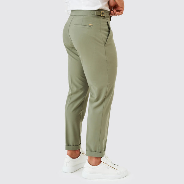 Calça trespasse com fivela Zolf