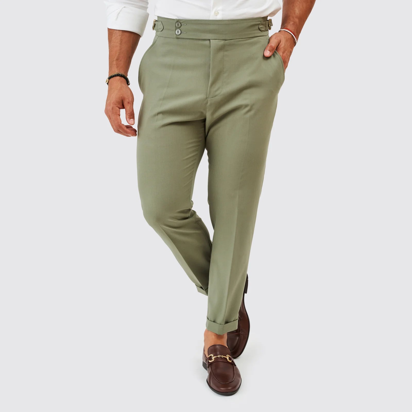 Calça trespasse com fivela Zolf
