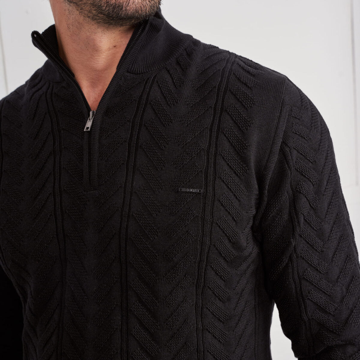 Camisola tricot textura com fecho Zolf