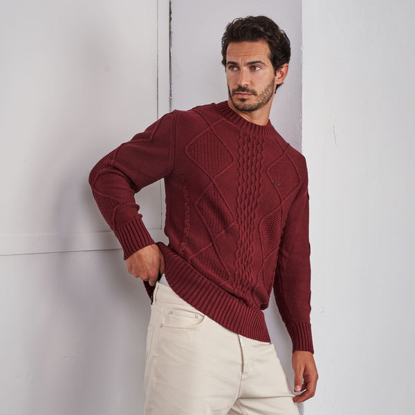 Textured Knit Cotton Sweater Zolf