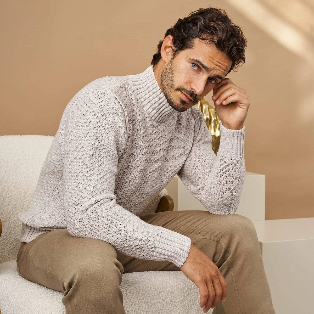 Fine-Knit Signature Detail Cotton Sweater Zolf
