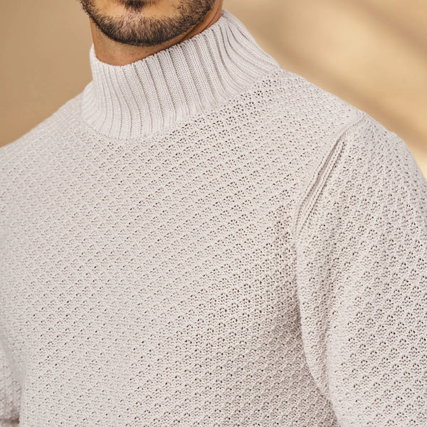 Camisola tricot meia gola texturada Zolf