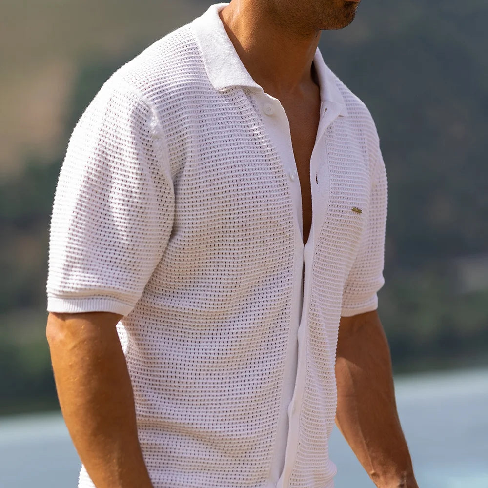Linen Crochet-Knit Shirt Zolf