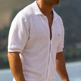 Linen Crochet-Knit Shirt Zolf