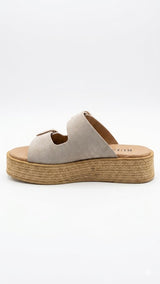 Suede Double-Buckle Platform Sandals Ruika
