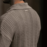 Textured Crochet Knit Polo Shirt Zolf