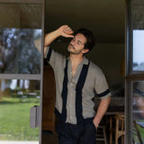 Striped Openwork Crochet Shirt Zolf