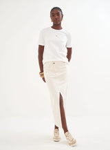 Midi Twill Skirt with Slit Colcci