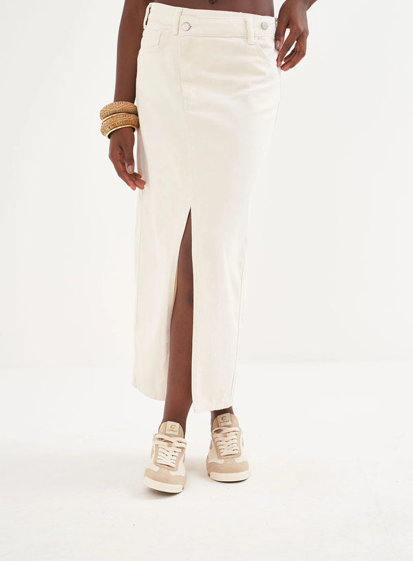 Midi Twill Skirt with Slit Colcci