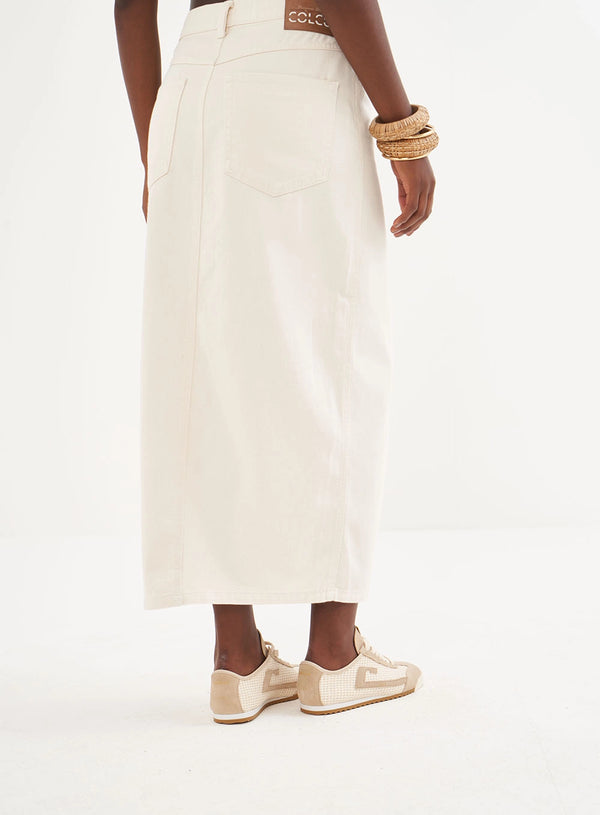 Midi Twill Skirt with Slit Colcci