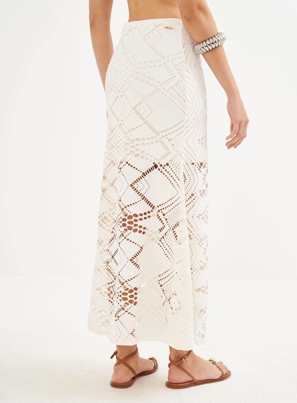 Saia Maxi Geométrica de Renda Colcci