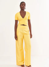 Ribbed Wrap-Detail Fitted Top Colcci