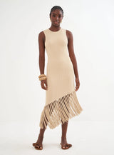 Metallic Fringe Knit Dress Colcci