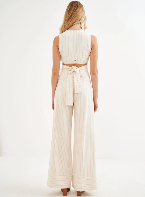 Striped Wrap-Detail waistcoat Colcci