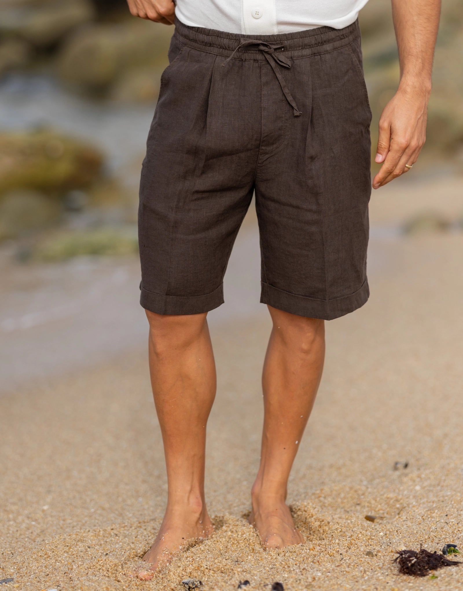 Brown Linen Shorts Zolf