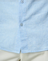 Short Sleeve Linen Shirt with Italian Collar Zolf