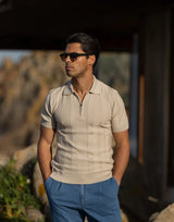 Structured Knit Zip Polo Zolf