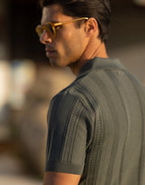 Structured Knit Zip Polo Zolf