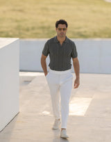 Structured Knit Zip Polo Zolf