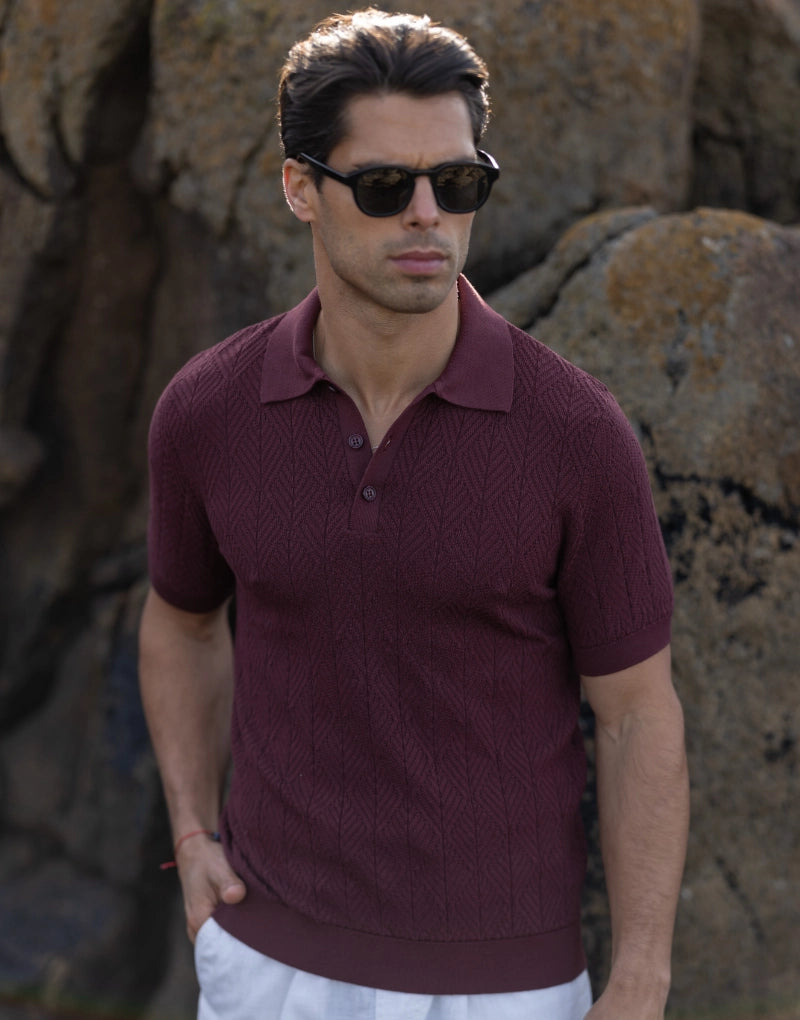 Men's Structured Knit Polo with Buttons Zolf