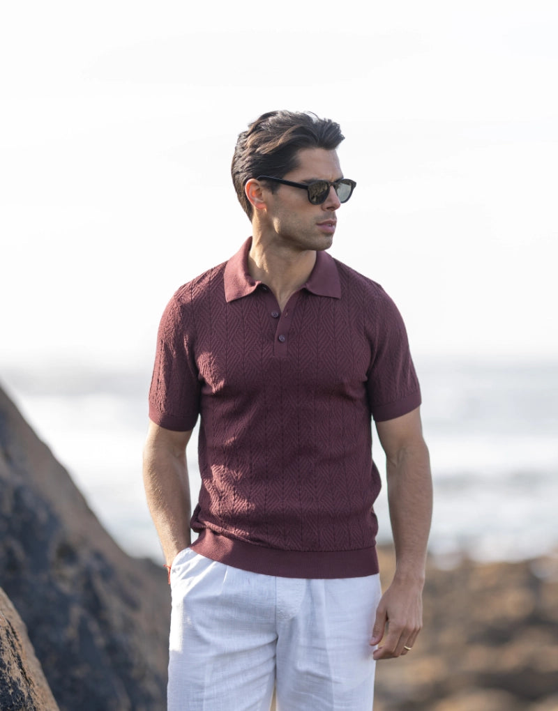 Men's Structured Knit Polo with Buttons Zolf