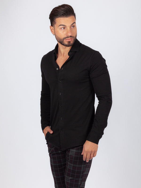 Classic Black Stretch Long Sleeve Shirt SMK