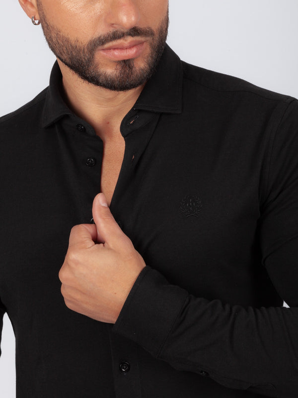 Classic Black Stretch Long Sleeve Shirt SMK