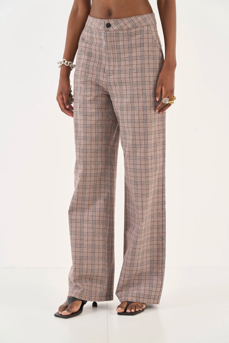 Plaid Wide-Leg Tailored Trousers Colcci