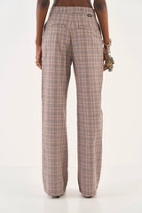 Plaid Wide-Leg Tailored Trousers Colcci