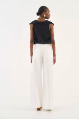 Juliette Cutout Wide-Leg Twill Trousers Colcci