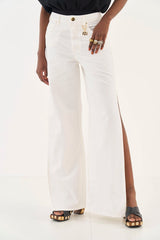 Juliette Cutout Wide-Leg Twill Trousers Colcci