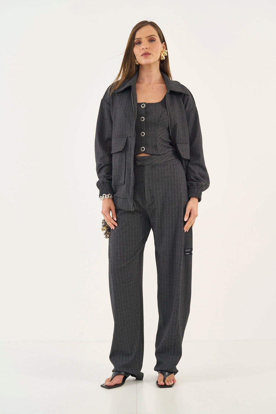 Pinstripe Tailored Balloon Trousers Colcci