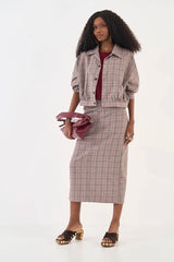 Cropped Plaid Twill Jacket Colcci