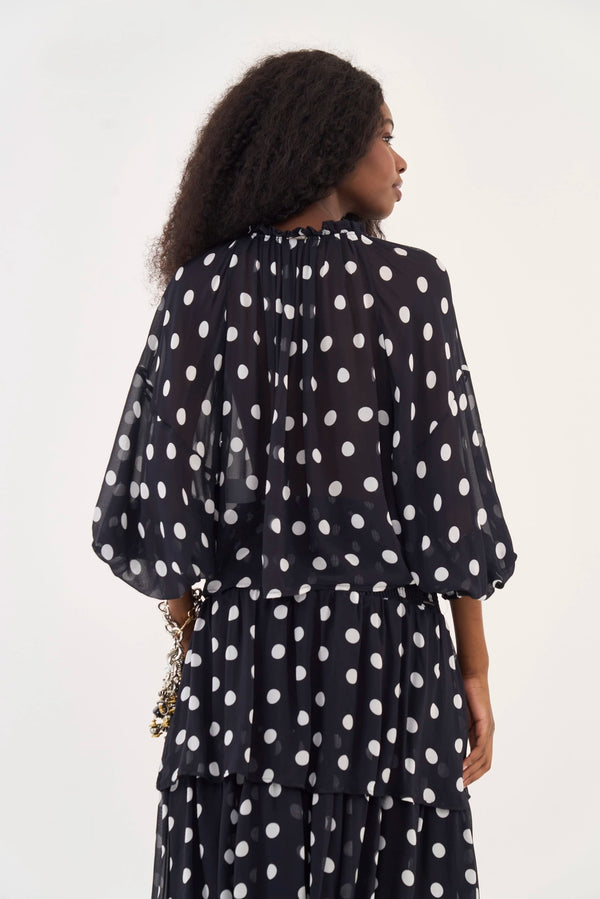 Polka Dot Puff-Sleeve Blouse Colcci