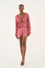 Pink Fluid Ruffle Blouse Colcci