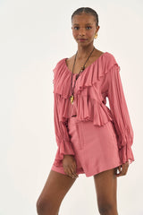 Pink Fluid Ruffle Blouse Colcci