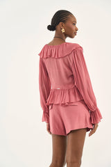 Pink Fluid Ruffle Blouse Colcci