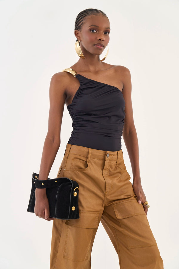 One-Shoulder Ruched Slim Top Colcci